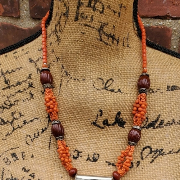 Vintage SeedBead Boho 80's Necklace - Picture 2 of 8